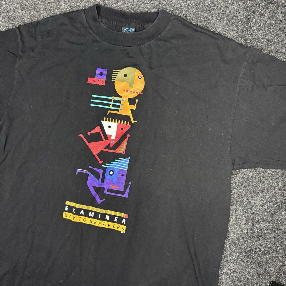 Vintage 90s Examiner Bay to Breakers T Shirt Mens XL 1996 San Fran Art VTG